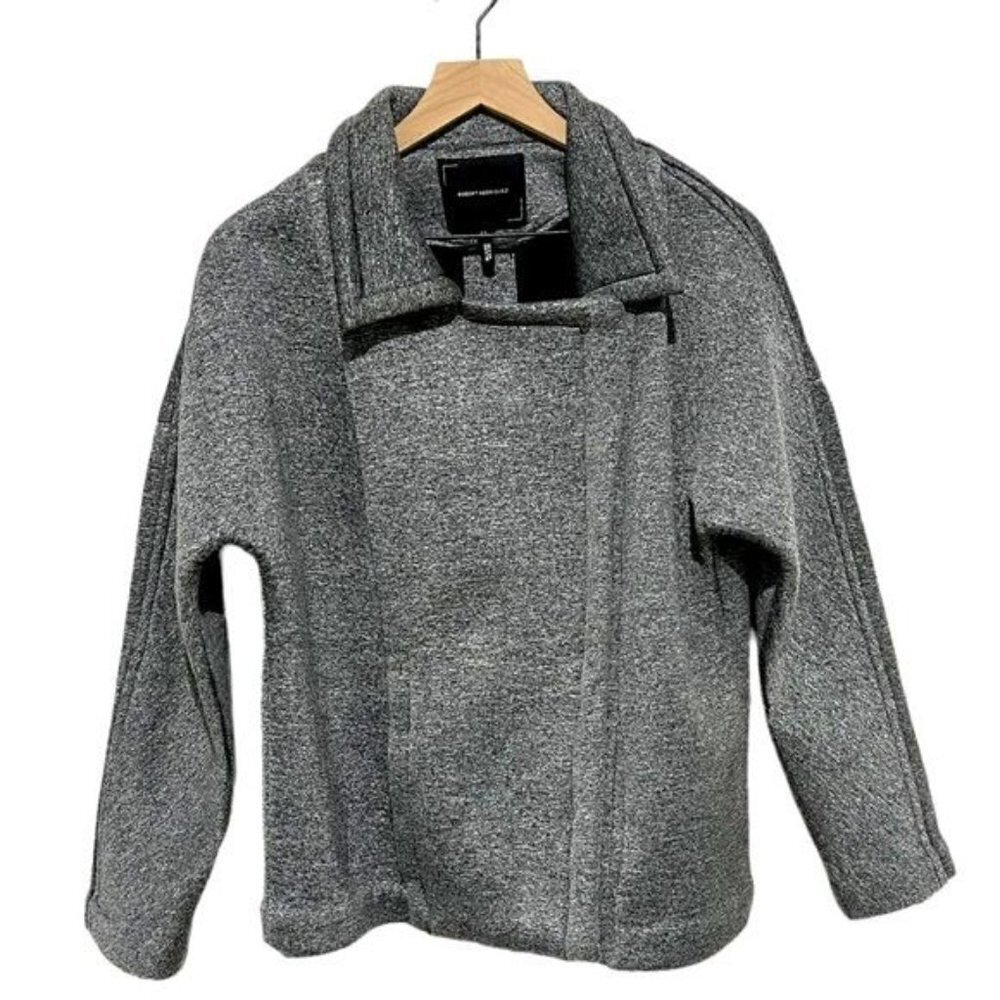 Robert Rodriguez “KATE” Neoprene Zip Jacket Gray Structured Moto Style Size M